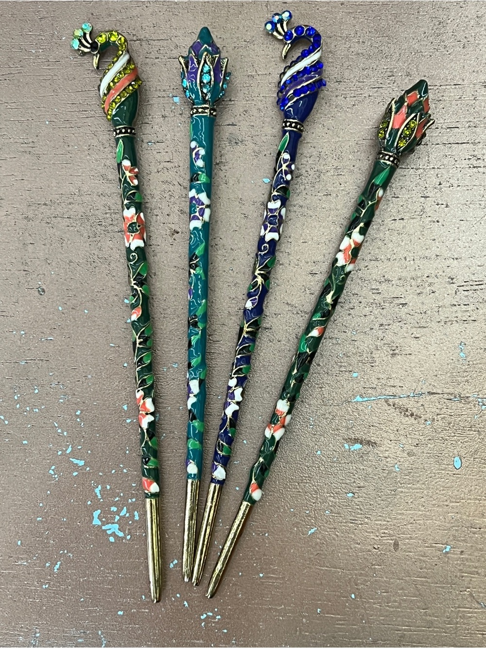 Vintage Style Cloisonné Enamel Hair Sticks - Price for 1.